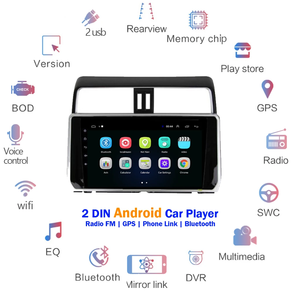 Lelv Автомобильный DVD Android 8,1 1" 2.5D ips мультимедийный плеер gps для Toyota Prado 150 Автомагнитола с DSP automotivo навигацией