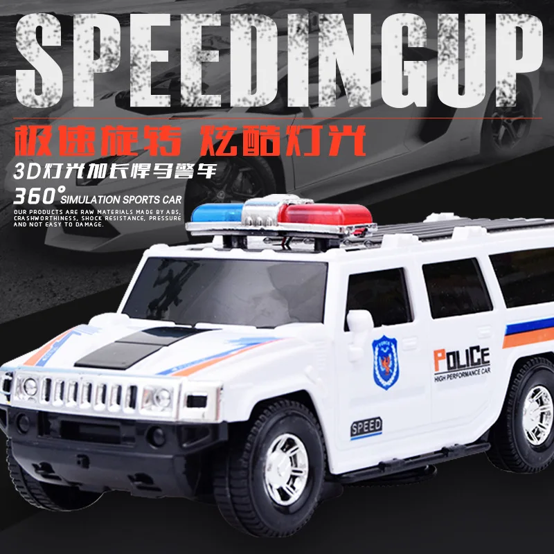 

[Into the Front Toy] 3D Light And Music Model Police Car Automatic Rotating CHILDREN'S Electric Toy Car