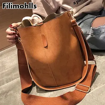 

Messenger bag Women Bucket Shoulder Bag large capacity vintage Matte PU Leather lady handbag Luxury Designer bolsos mujer F-562