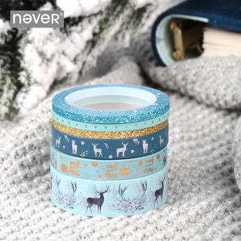 

Never Christmas Washi Tape Cute Animal Deer Sticker Foil Masking Tape Planner Diary Scrapbooking Decorative Tape Gift Stationery
