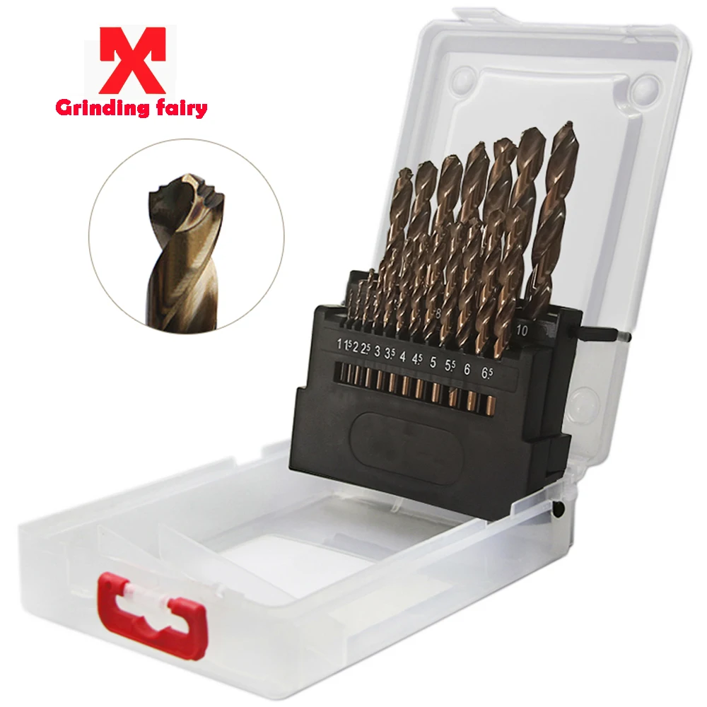 MX Twist Drill Bit Set 19pcs HSS M42 Twist Metal Drill Bit 8% High Cobalt Copper Iron Stainless Steel Drilling Core Drill Bit