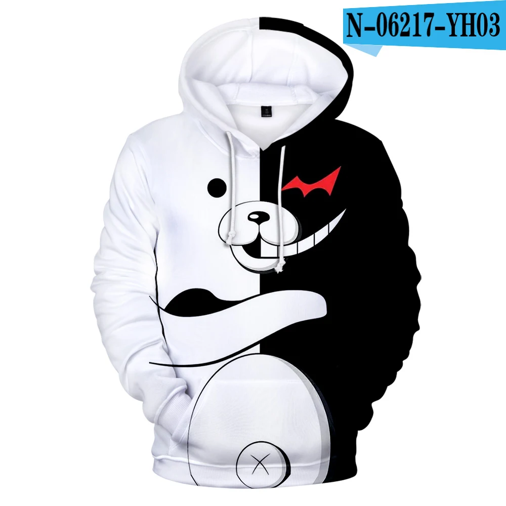 Danganronpa толстовка с медведем Косплей Монокума костюм черно-белые толстовки Аниме толстовки kawaii Толстовка Детские 3d толстовки - Цвет: YH03-1-7