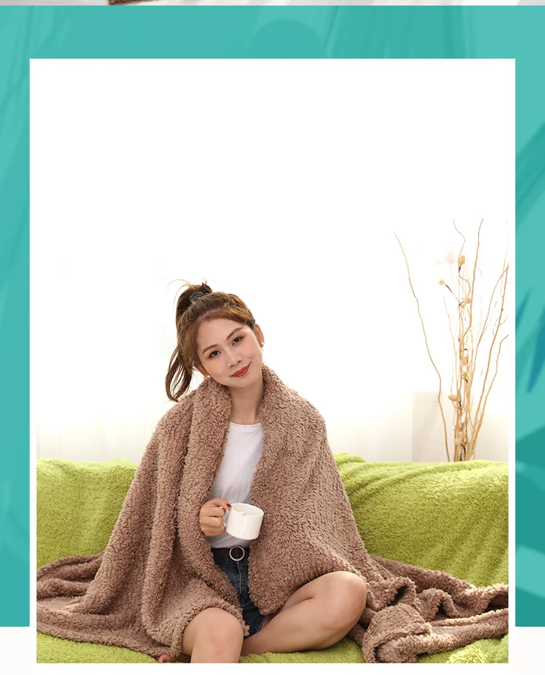 Solid color lamb velvet blanket autumn and winter soft and comfortable plush blanket shawl TV nap blanket