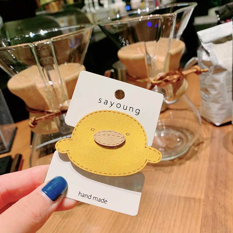 Yellow duck Милые кожаные заколки для девочек, повязка на голову, детские заколки для волос с мультяшными животными, заколки для волос, новые модные аксессуары для волос - Цвет: Yellow duck
