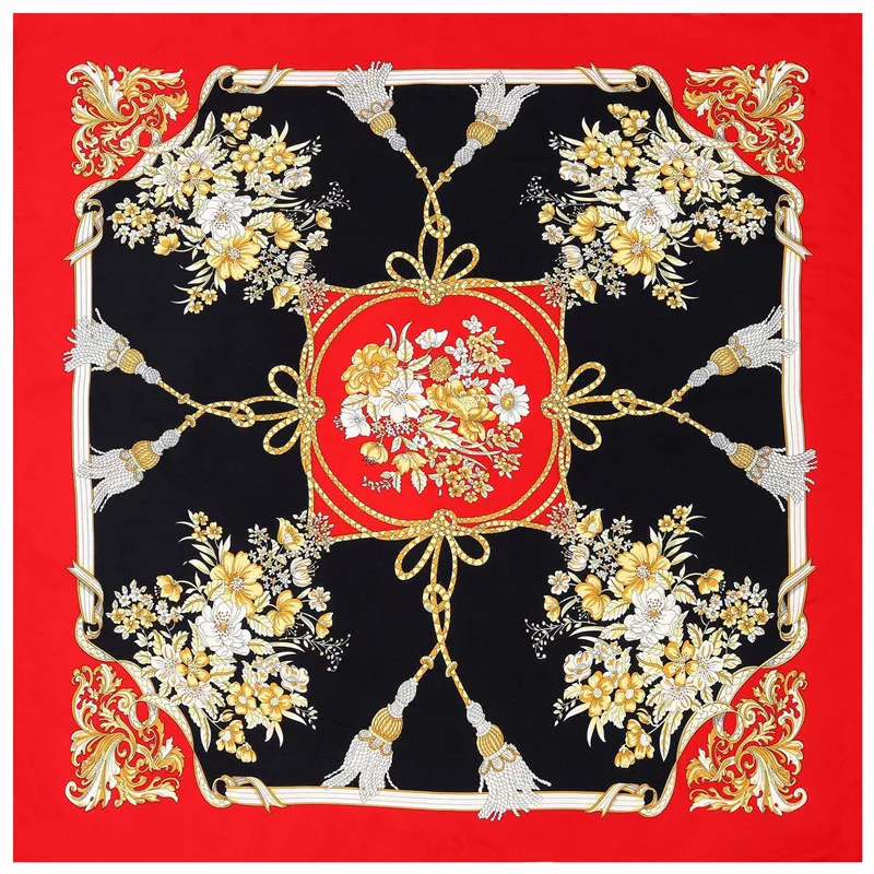 

POBING 100% шелковый шарф, женские Большие шали, Женская квадратная бандана, роскошный платок, хиджаб, женский шарф, 130 см