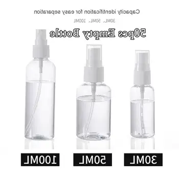 

50Pcs Transparent Empty Spray Bottles 30ml/50ml/100ml Plastic Mini Refillable Container Cosmetic Containers Portable Bottle