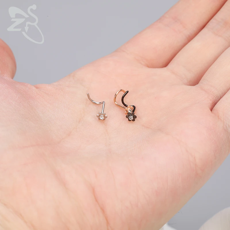 ZS 3pcs/lot 20G Bat Skull Cat Small Nose Rings For Women Stainless Steel Nose Studs 3 Color Crystal Nostril Piercings Christmas