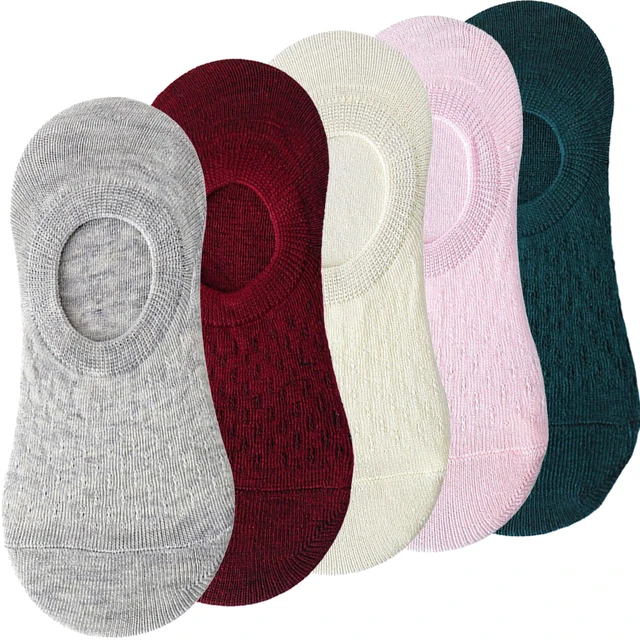 10 pieces = 5 pairs Women Invisible Solid Color Socks Slippers Ladies Polyester Cotton Non-slip Silicone Ankle Socks skarpetki 5 pairs 18