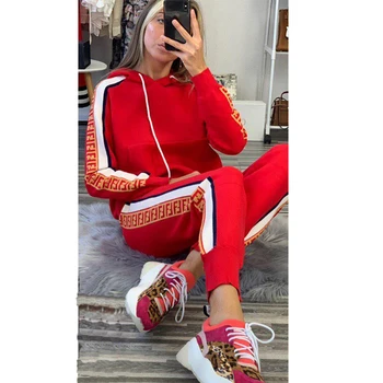 

iCozzier sweatshirt set for Women Tracksuits Outfits Big Hat Sweatshirts+Slim Full Pants 2 Piece Set Pockets Female Set