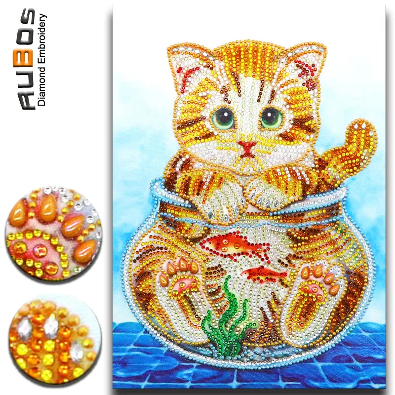 RUBOS DIY 5D Diamond Painting Kitten Cat Bead Big Diamond Embroidery Crystal Rhinestone 3D Mosaic Handmake Sale New Home Decor (7)