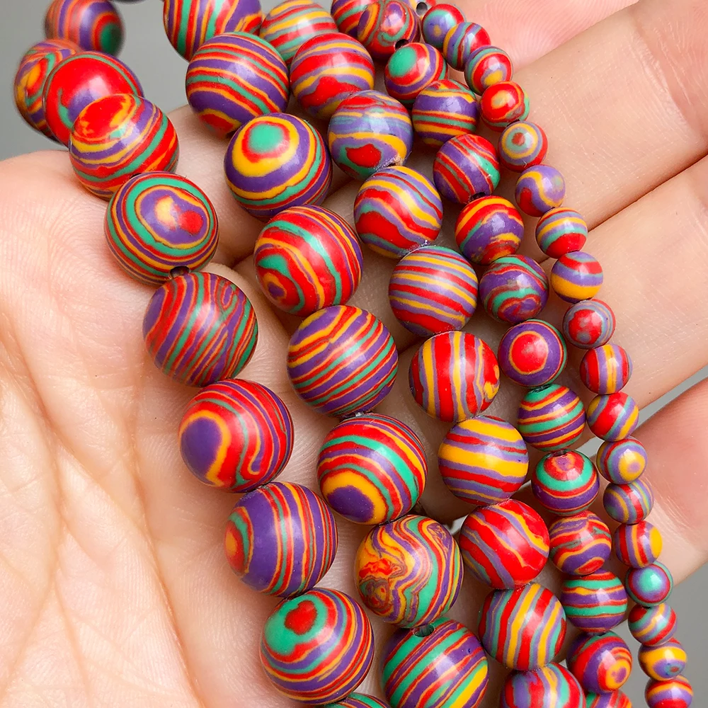 4 6 8 10mm Red Malachite Round Stone Beads Loose Spacer For Jewelry DIY Making Bracelet Earrings Accessories 15''Inches | Украшения