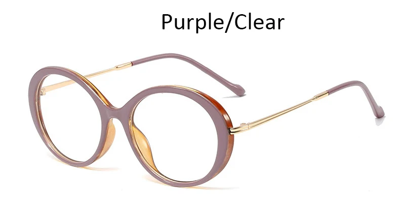 Purple Clear Новые женские оптические очки оправа овальные металлические ножки модные стильные очки для женщин компьютерные оправы - Цвет оправы: Purple Clear
