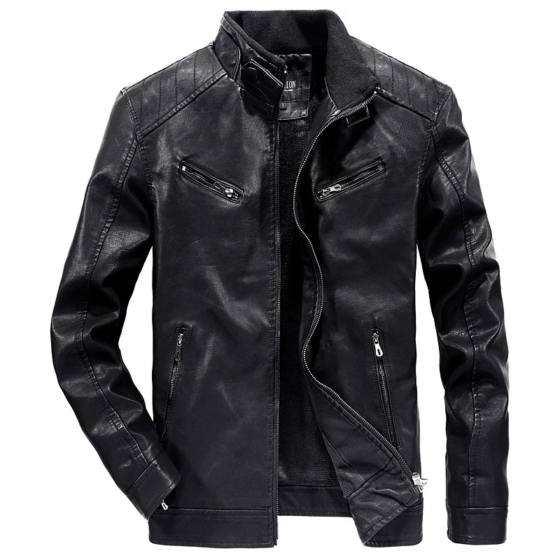 

2019 New Style MEN'S Leather Coat Winter Slim Fit Korean-style Stand Collar plus Velvet Leather Jacket Coat Men'S Wear Youth Jac