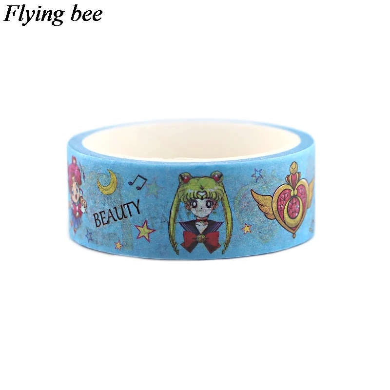 2 Flyingbee 15 мм X 5 м Сейлор Мун Бумага васи лента мультфильм милый Клей Декоративная Лента Сделай Сам девушки маскировки Ленточные принадлежности X0560 - Цвет: 2