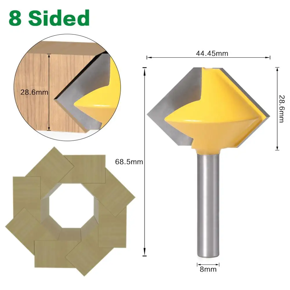 8 sided 1 шт. Концевая фреза 8 мм хвостовик 6 двухсторонняя 8-сторонние 12-сторонние 6 двухсторонняя многосторонний клеевой шов для создания выпуклой филенки - Длина режущей кромки: 8 sided