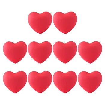 

10Pcs Soft Rubber Cartoon Heart Shape Cabinet Drawer Knobs Furniture Pull Handles Cabinet Wardrobe Creative Pull Handle - Red
