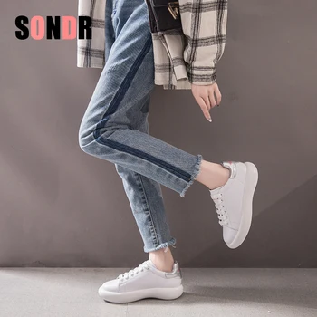 

2020 new breathable genuine leather flats shoes woman sneakers tenis feminino nurse peas flats shoes plus size women shoes