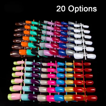 

20 Colors Acrylic Fake Full Nail Tips Full Cover Square Short Nails Press on Nail Stickers Fake Nail Art Decorations Faux Ongles