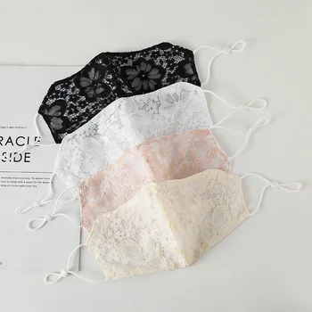 

Adult Washable Fabric Mask Pretty Face Masks Designer Flower Elegant Lace Mask For Women Reusable Protective Mask Mouth Covers