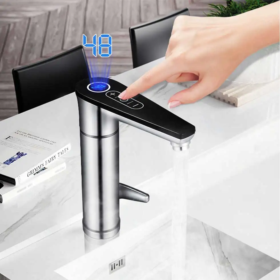 Kbxstart Electric Touch Faucet Thermostat Induction Heater Water Tap Have 220V GFCI Circuit Breaker Leakage Protector To Choose