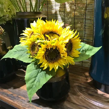 

7 Heads Artificial Sunflower Simulated Flower Bouquet Wedding Party Silk Cloth Flower Fake Floral Decor