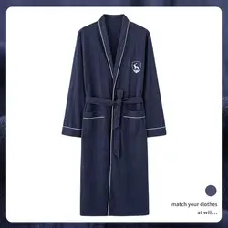 Men's Spring And Autumn Cotton Long Sleeves 2021 New Medium Length Bathrobe 21-1548