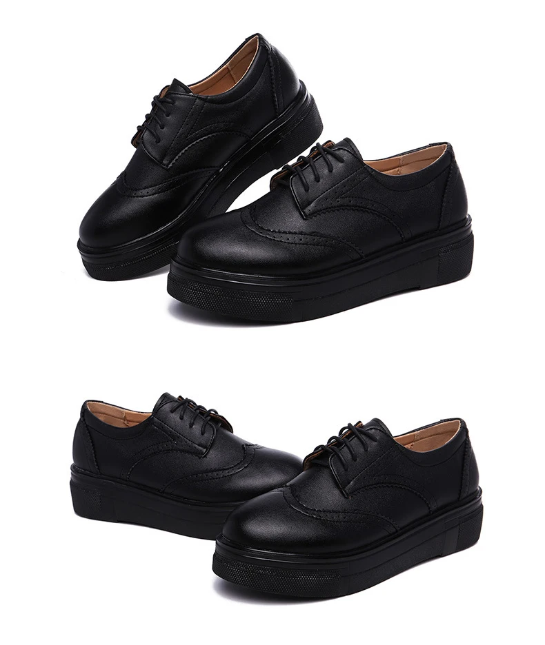British Style Patent Leather Oxford Shoes For Woman Carved Soft Bottom Flat Platform Women's Brogues Shoes Size 33-43 Creepers (29)