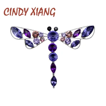 

CINDY XIANG Colorful Rhinestone Dragonfly Brooches For Women 2 Colors Available Insect Pin Large Cute Pin Fashion Jewelry Gift