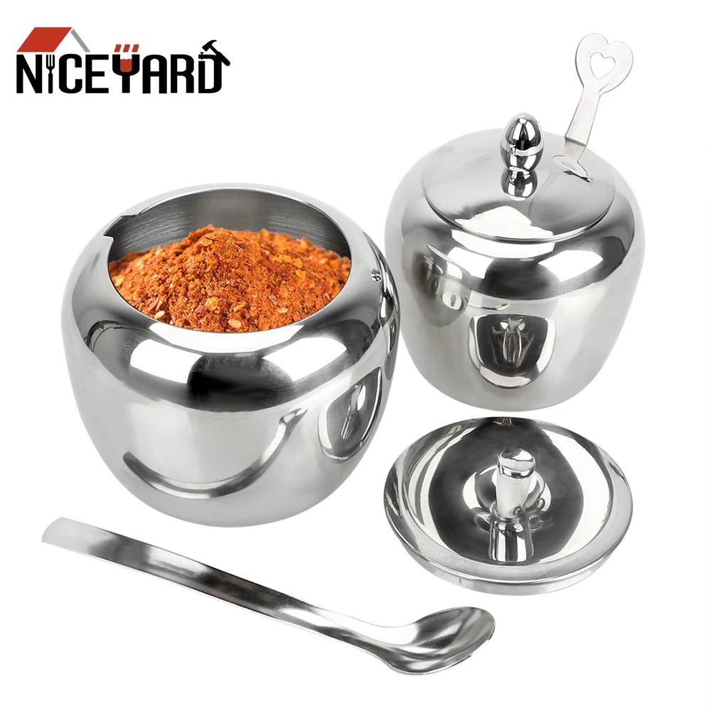 Кастрюля для приправ NICEYARD банка с крышкой и ложкой чаша яблока сахара посуда