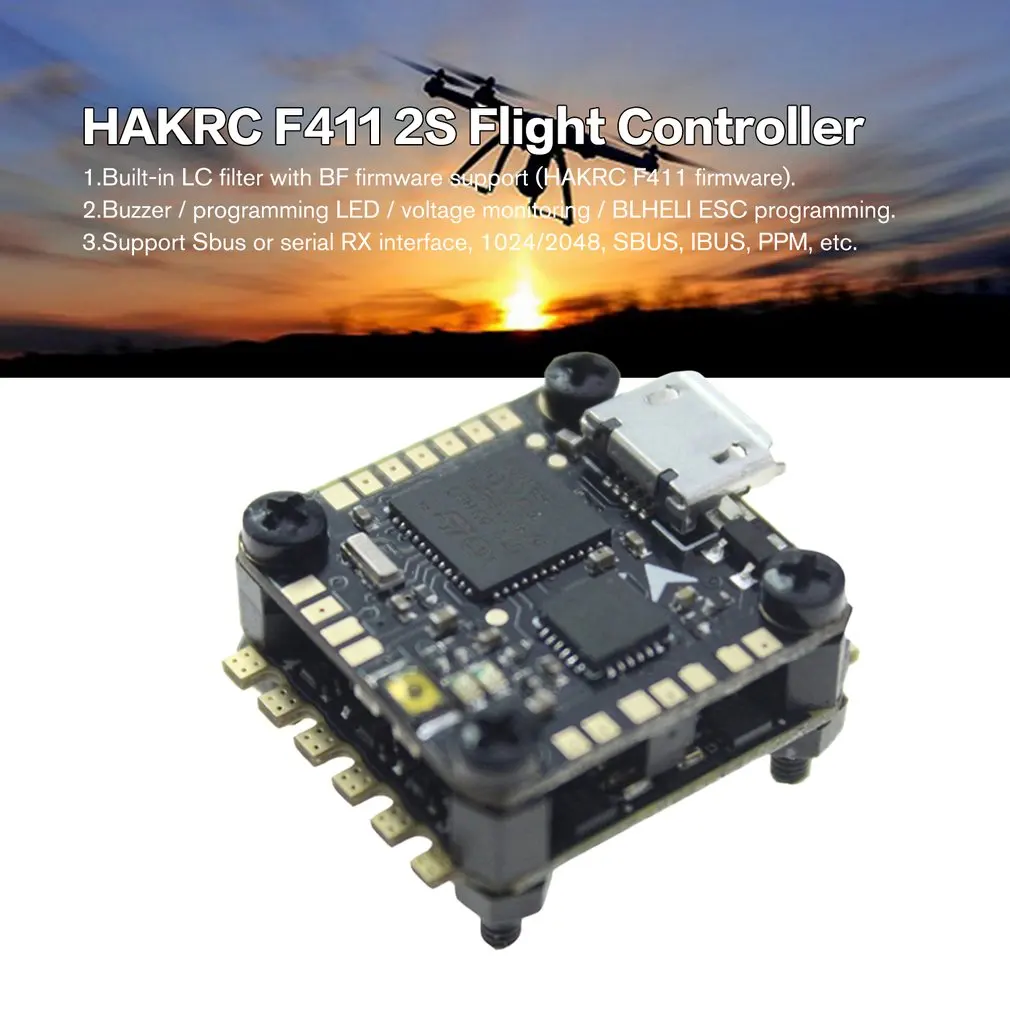 HAKRC F411 2S Flytower Контроллер полета встроенное osd 4 в 1 BLHeli 10A ESC Светодиодная лента для FPV RC Дрон