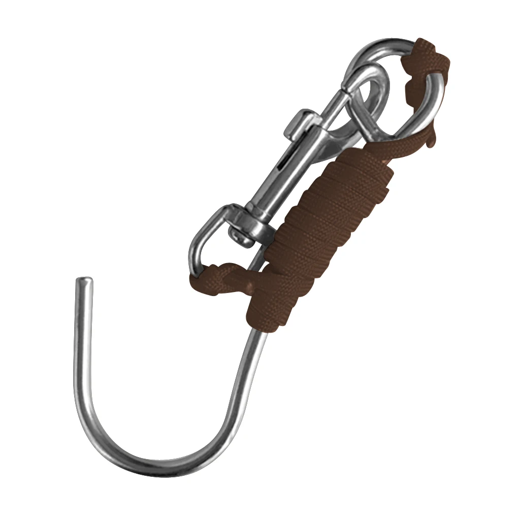 Scuba Diving Reef Drift Hooks With 120cm Line & Stainless Steel Clip Single Reef Hook Scuba Diving Reef Drift Hooks With 120cm Line & Stainless Steel Clip Single Reef Hook