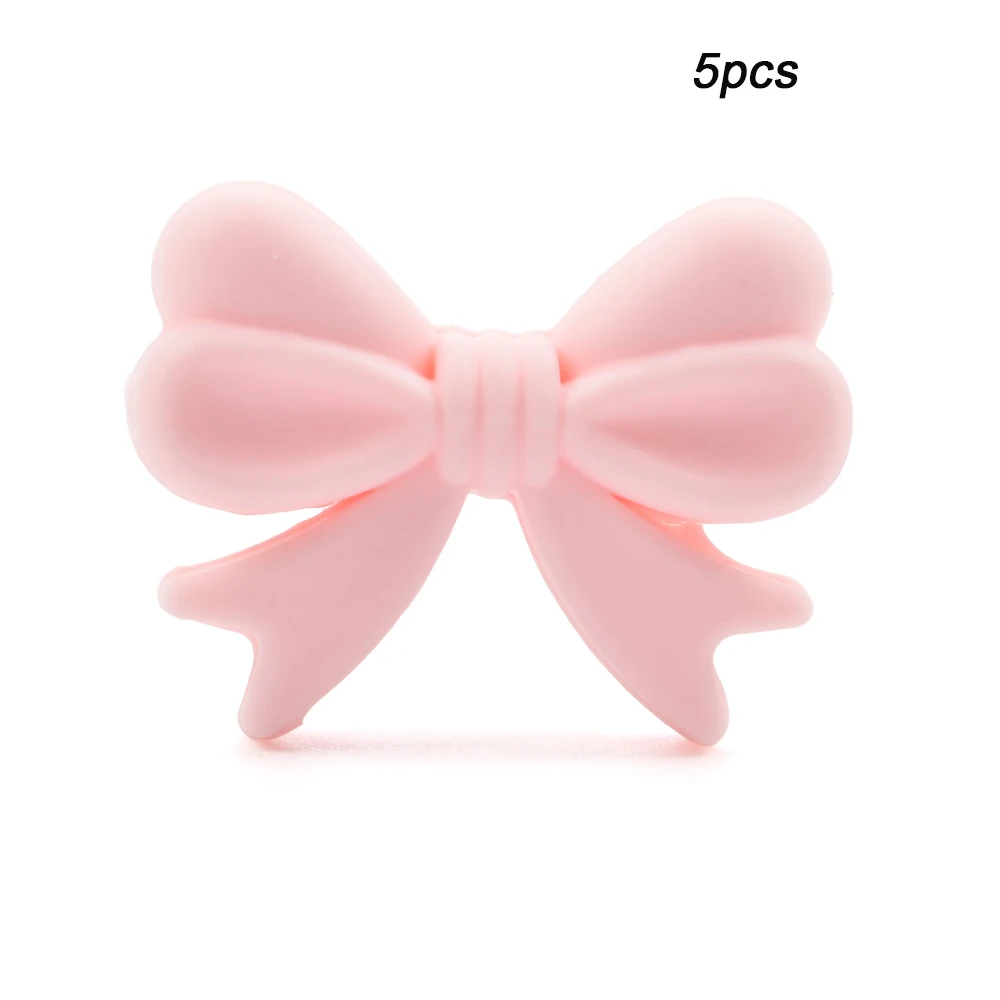 Rose quartz LOFCA 5 шт. силиконовые бусины бант детский Прорезыватель еда без бисфенола-а класс силикон для жевания Прорезыватель бусины для самодельного ожерелья с кулоном - Цвет: Rose quartz