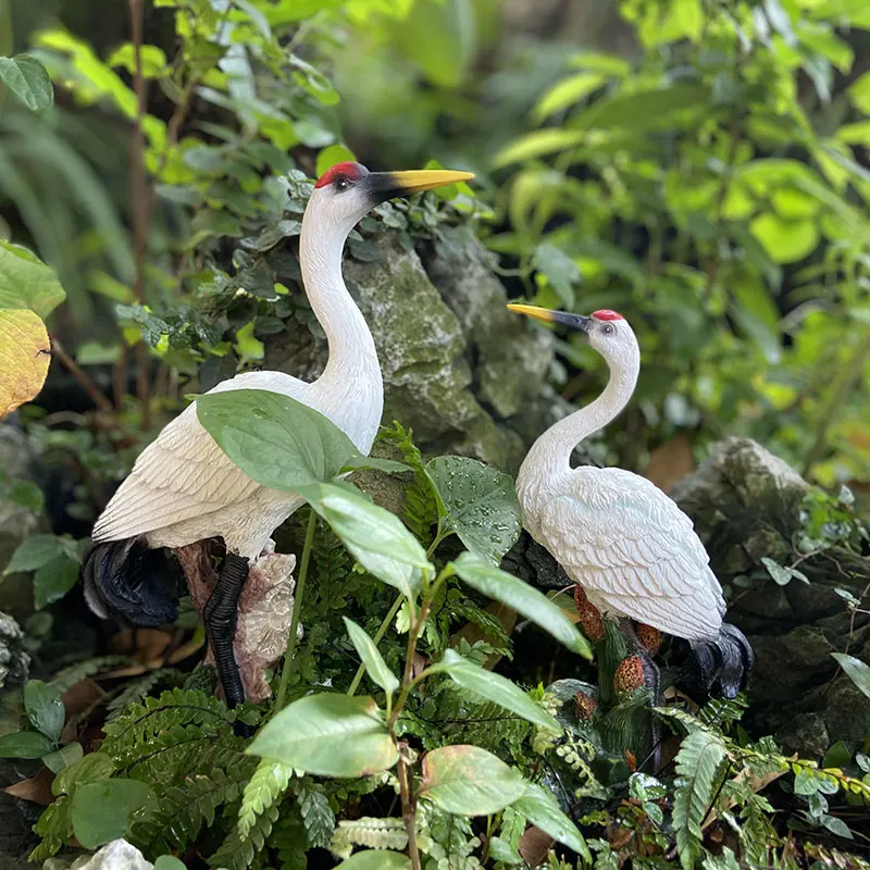 

Creative Simulation Resin Crane Sculpture Ornaments Home Outdoor Courtyard Balcony Micro Landscape Crafts Miniature Garden Decor