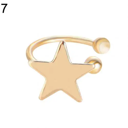 Корейские модные Подвесные серьги, сердце, звезда, геометрический треугольник, Луна, каффы для ушей, подвески, клипсы, серьги для женщин, девушек, ювелирные изделия - Окраска металла: Golden Star
