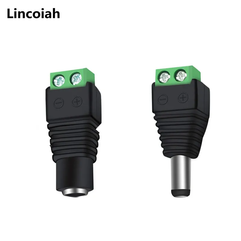 Electrónica Inteligente macho y hembra de 5,5x2,1mm, adaptador de enchufe de CC de 12V y 24V, para cámara CCTV