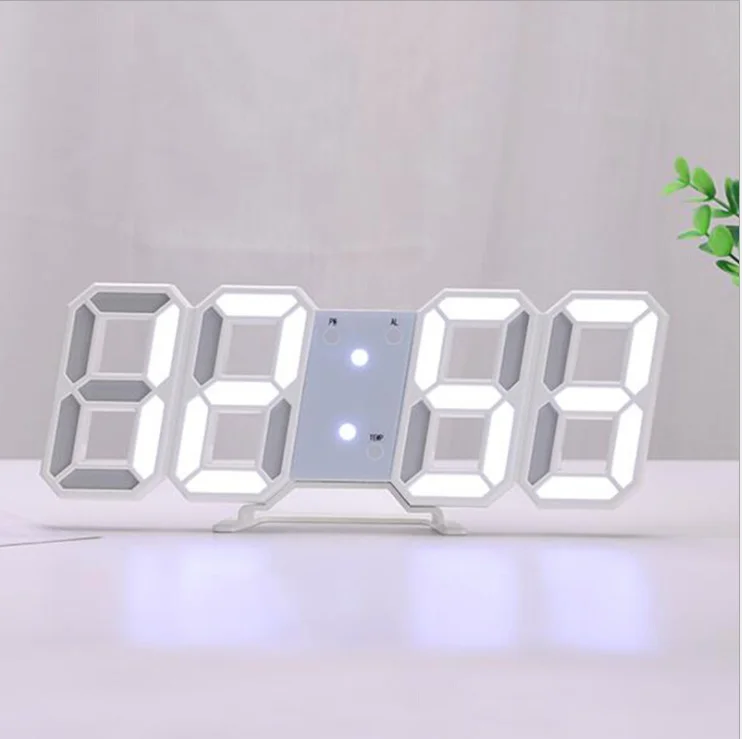 W White Горячее предложение! Распродажа! 3D светодиодный настенные часы Современные цифровые настенные настольные часы будильник ночник Saat настенные часы для дома гостиной - Цвет: W White
