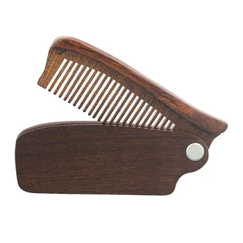 

Portable Wooden Pocket Folding Moustache Sandalwood Comb Beard Hair Comb Anti-Static-Gift