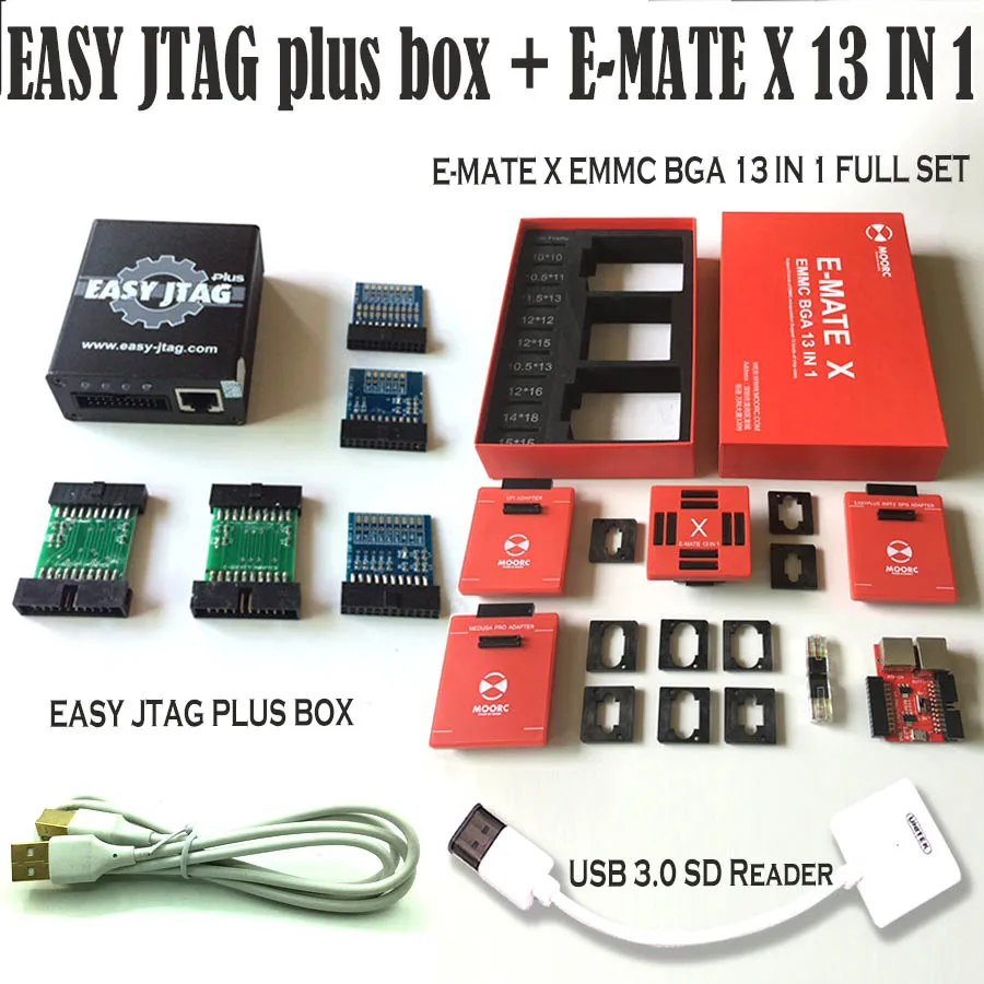 Новые оригинальные z3x-легкий JTAG плюс коробка+ E-MATE X 13 в 1/E-MATE X эмате коробка EMMC BGA 13 в 1