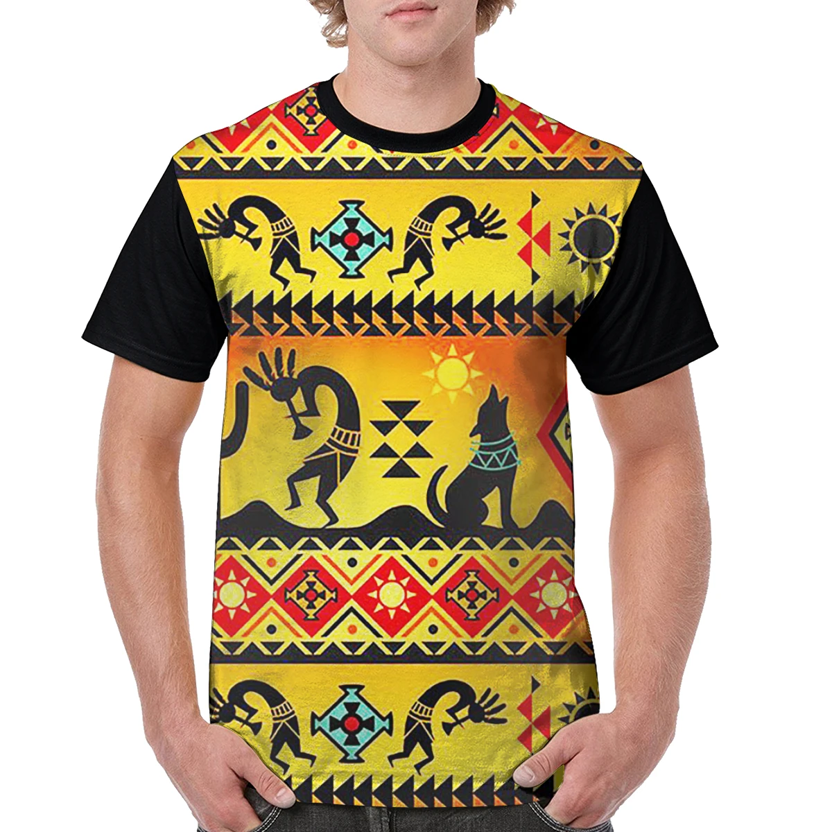 Юго-Западный закат Kokopelli 3D пользовательские футболка для мужчин модные летние топы новинка хлопок мальчик день отцов