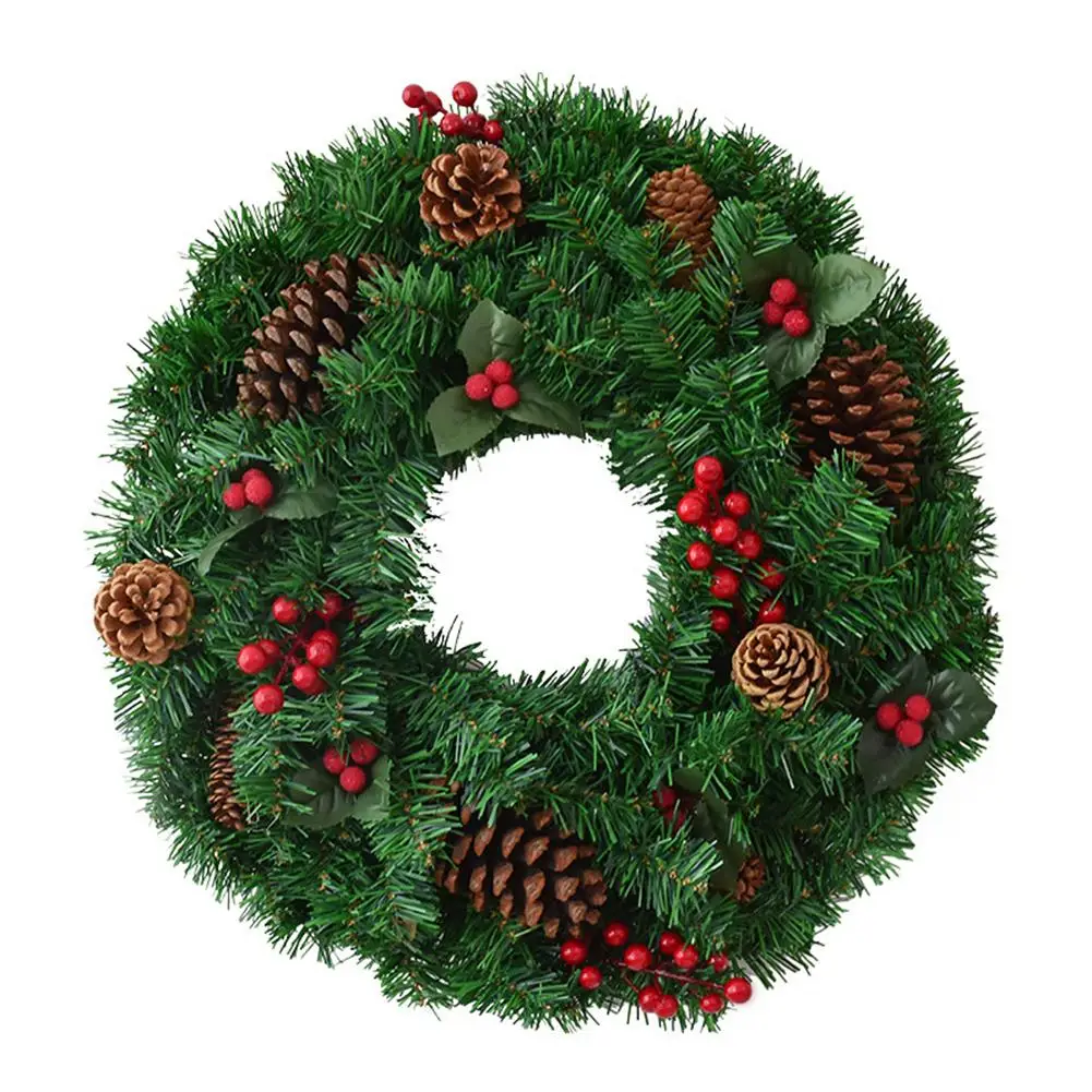 40 см Рождественский венок Pinecones красные ягоды венок ручной работы для двери подвесной отель сцена макет