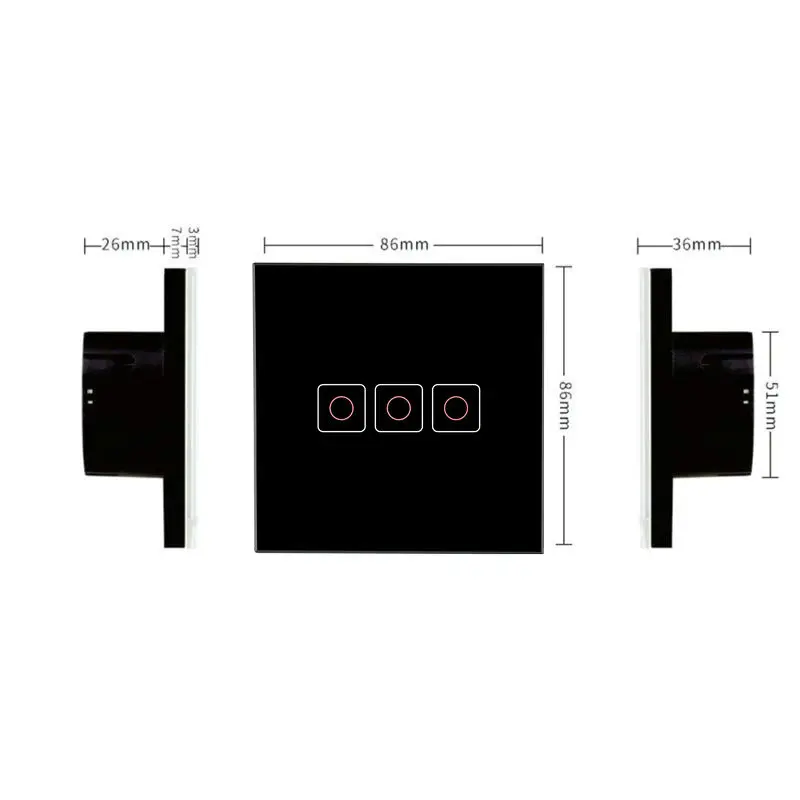 Light Touch Switch,Smart Home Crystal Glass Panel switch, EU Standard 170-240V Led Bulb Smart Light Switches