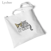 Lychee Женская Холщовая Сумка с рисунком животных большие студенческие сумочки повседневные женские сумки для покупок простые Наплечные сумки
