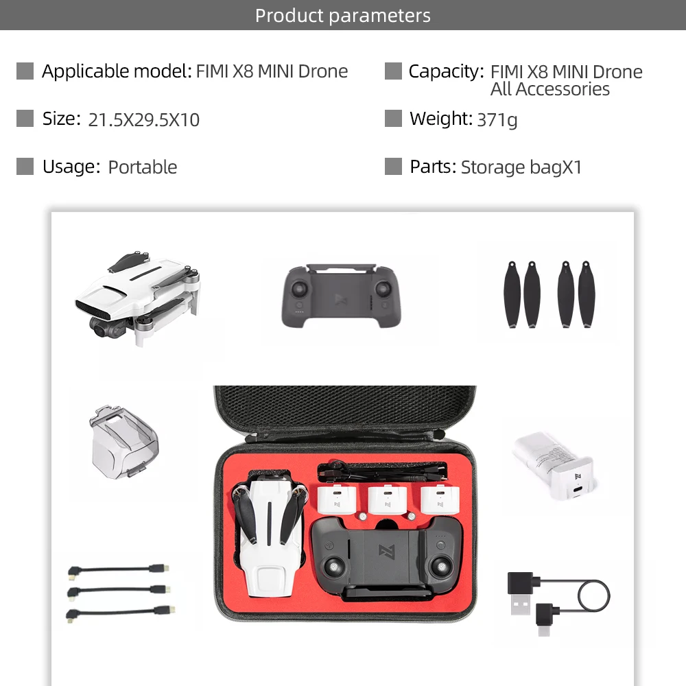 Portable X8 Mini Case Shockproof Handbag Protective Box Carrying Case for Fimi X8 MINI Drone Accessories Storage Bag