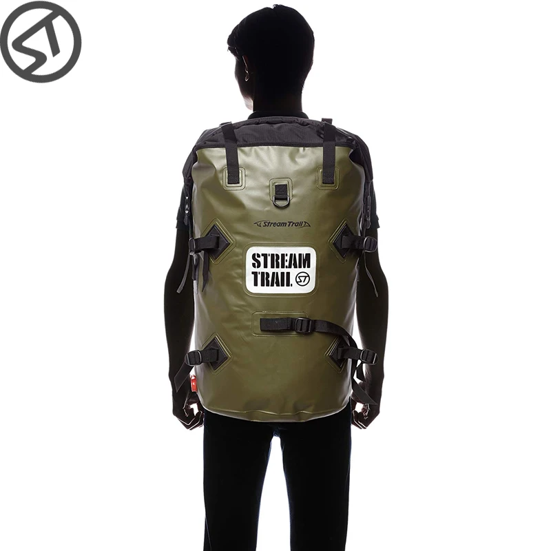 Stream Trail Waterproof Outdoor Drytank 60L D2 Backpack Dry Bag Water Resistant Daypack Heavy Duty Roll-Top Closure Padded Back