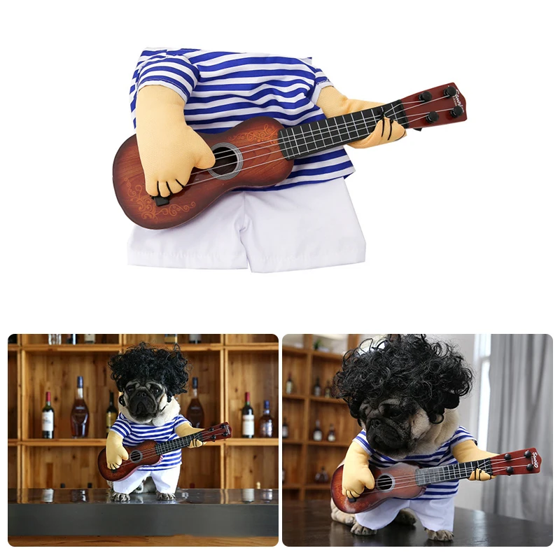 Забавная модная одежда для собак и кошек костюм гитарного плеера домашних