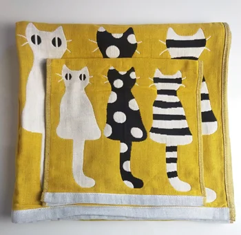 

2 pieces Yazan three layer gauze cotton towel fabric men and women bath towel cartoon cat wash bath cover towel