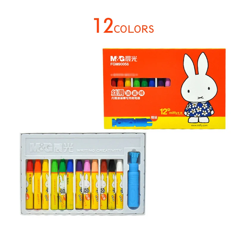 Карандаш M& G Miffy. Картина маслом палочка. Детские художественные кисти. Изобразительное искусство, обучение, живопись. 12/18/24/36 шт/партия. FGM90056/7/8/9 - Цвет: 12colors