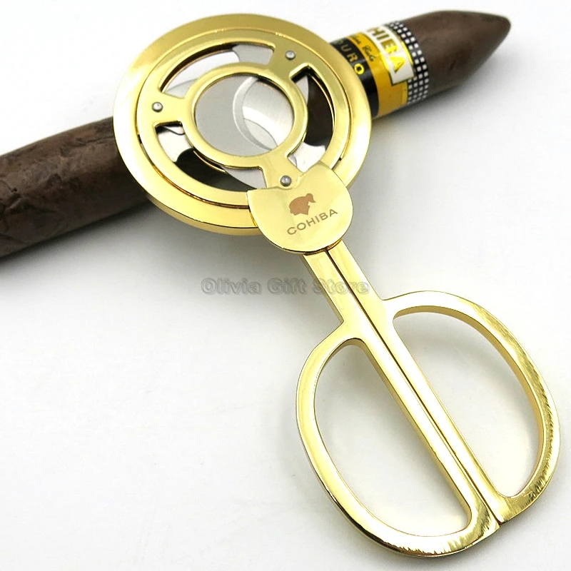 COHIBA высококачественная нержавеющая сталь с 3 лезвиями, кубинская сигарета, сигарета, табачные ножницы, острый резак для сигар с подарочной коробкой