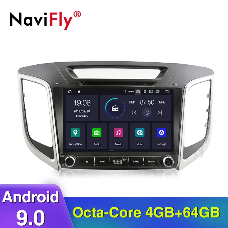 NaviFly Android 9,0 автомобильный мультимедийный плеер " сенсорный экран Авторадио Стерео для HYUNDAI ix25 Поддержка gps навигации