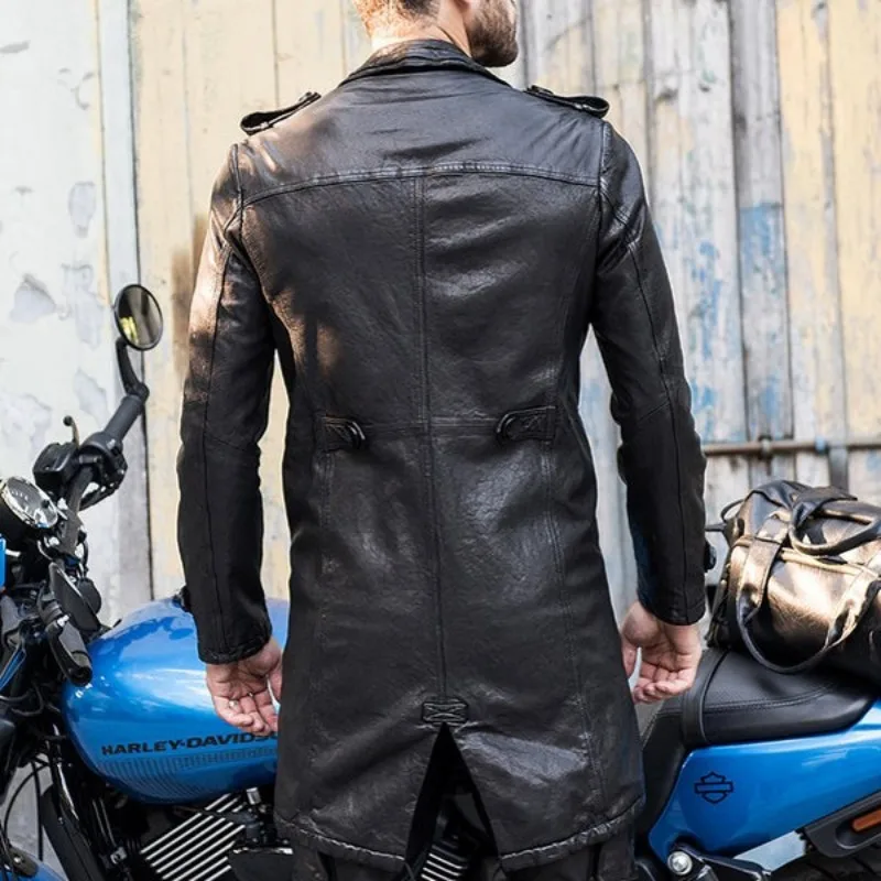 Clearance Luxury Motorcycle Sheepskin Jacket Men 100% Real Leather Long Windbreaker Streetwear Autumn Double Breasted Biker Coat Outerwear 2 Clearance Luxury Motorcycle Sheepskin Jacket Men 100% Real Leather Long Windbreaker Streetwear Autumn Double Breasted Biker Coat Outerwear 2